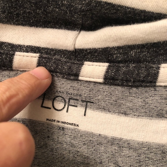 Striped Drawstring Pocket Cowl Neck Pullover Top - Picture 2 of 2